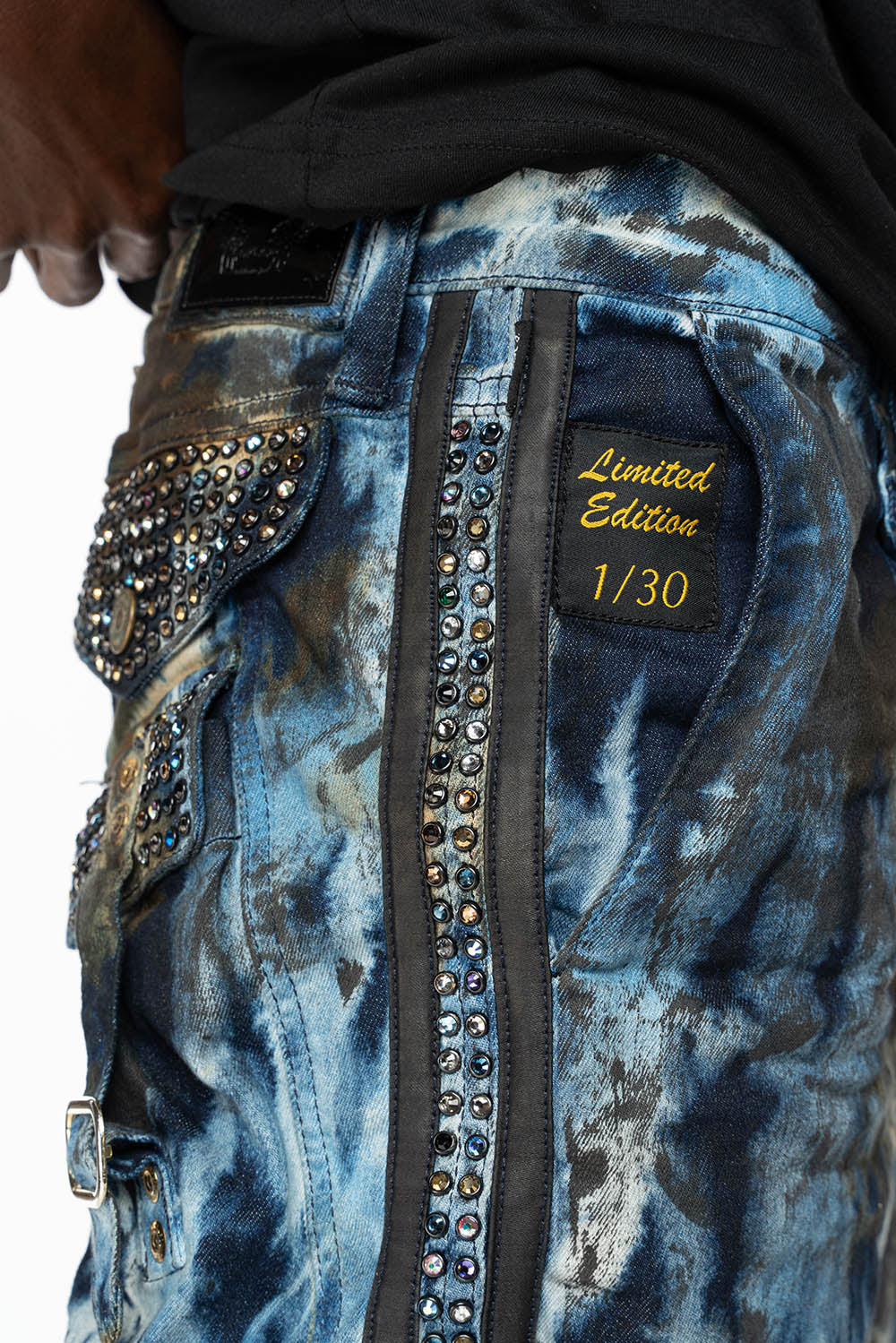 ARCHIVE LIMITED EDITION WARRIOR MILITARY JEAN IN BABA BLUE WASH WITH CRYSTALS
