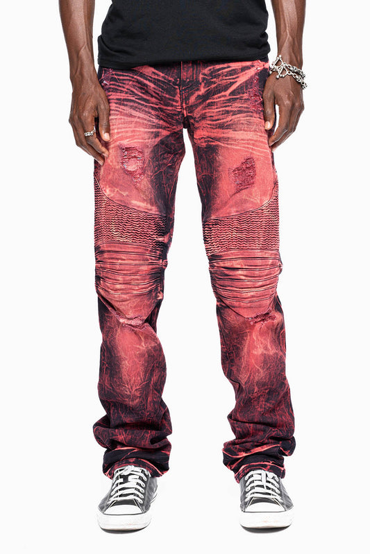 MENS BIKER JEANS WITH FLAP IN YANKEE WASH WITH CRYSTALS