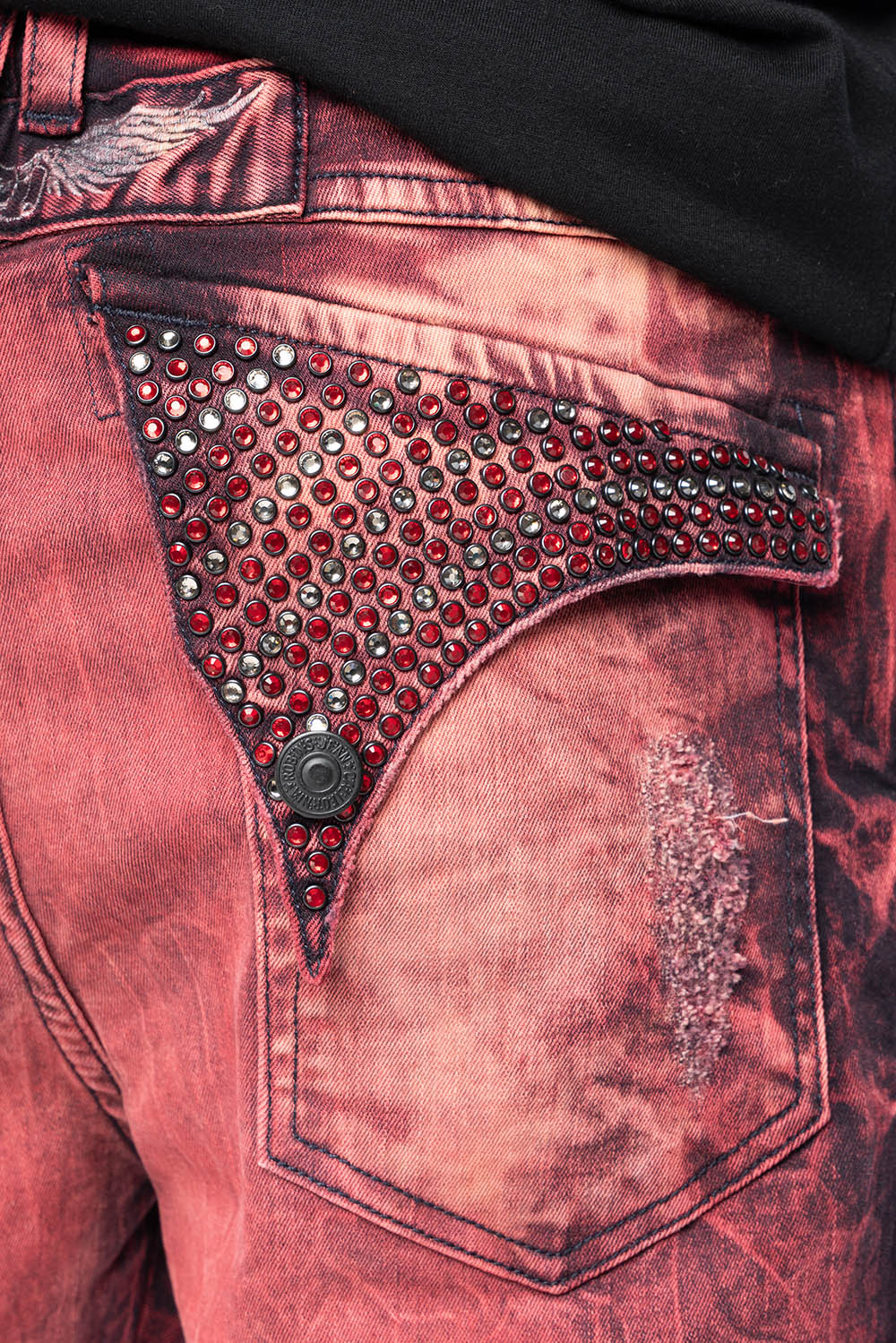 MENS BIKER JEANS WITH FLAP IN YANKEE WASH WITH CRYSTALS