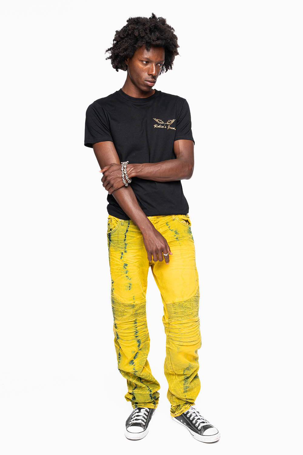 MENS BIKER JEANS WITH FLAP IN 4D LIGHT CITRIC WASH WITH CRYSTALS