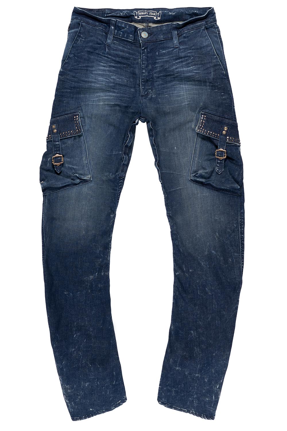 CLASSIC PREDATOR CARGO JEAN IN ALBANY DARK WASH EMBELLISHED WITH  CRYSTALS