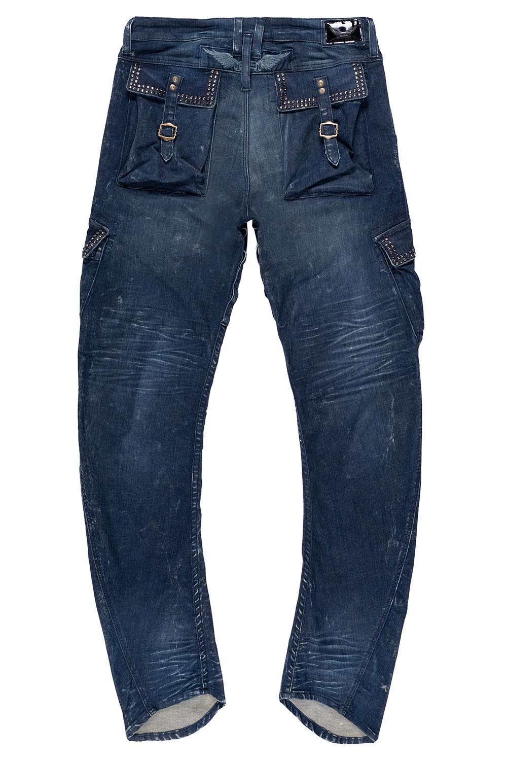 CLASSIC PREDATOR CARGO JEAN IN ALBANY DARK WASH EMBELLISHED WITH  CRYSTALS