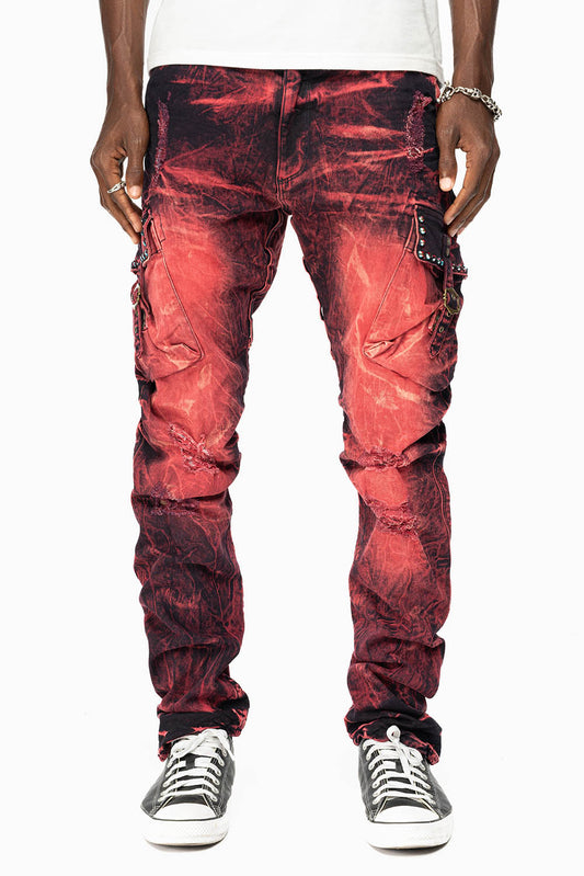 CLASSIC PREDATOR CARGO IN RED YANKEE WASH WITH CRYSTALS