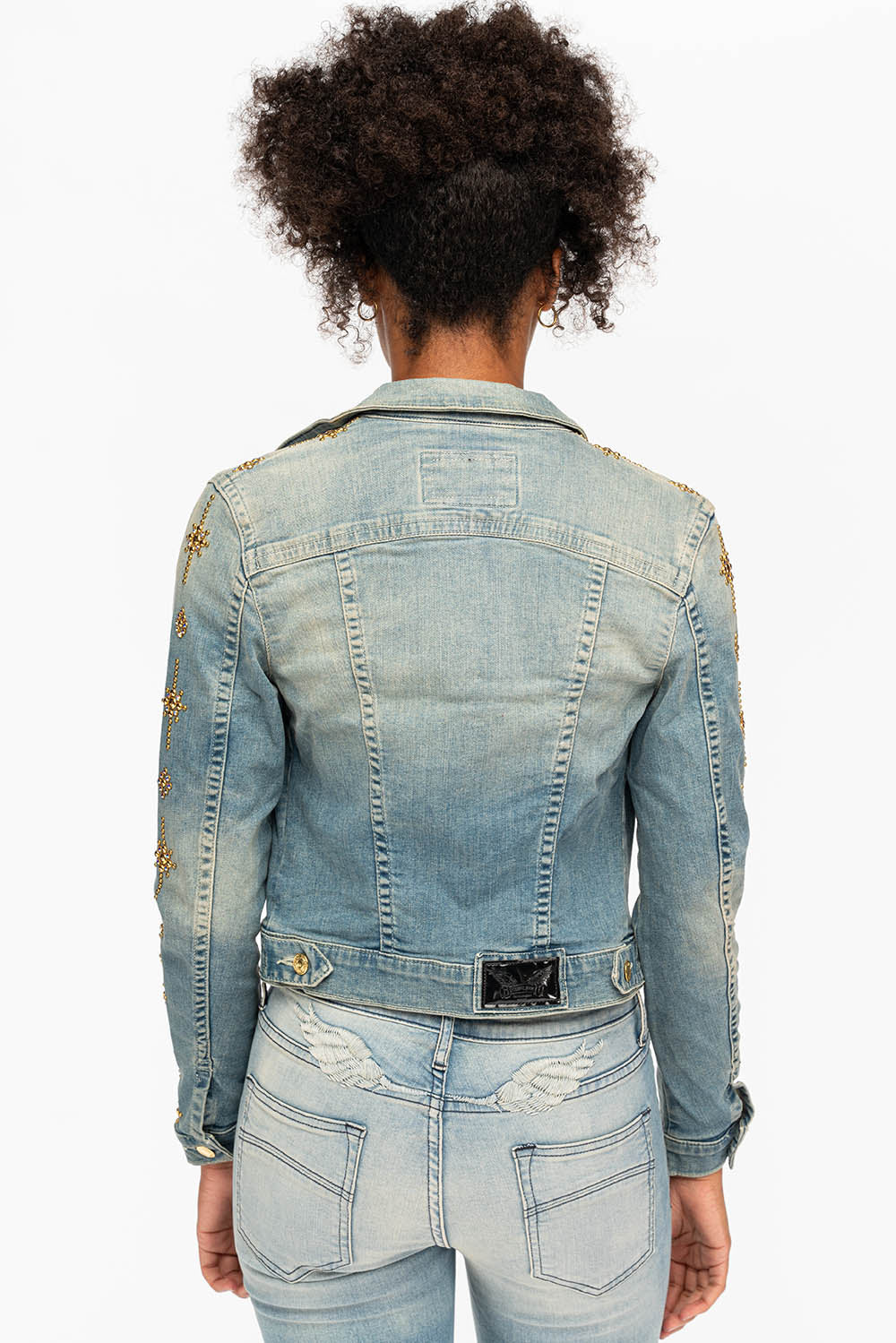 DENIM JACKET IN MAORIE LIGHT WITH CRYSTALS