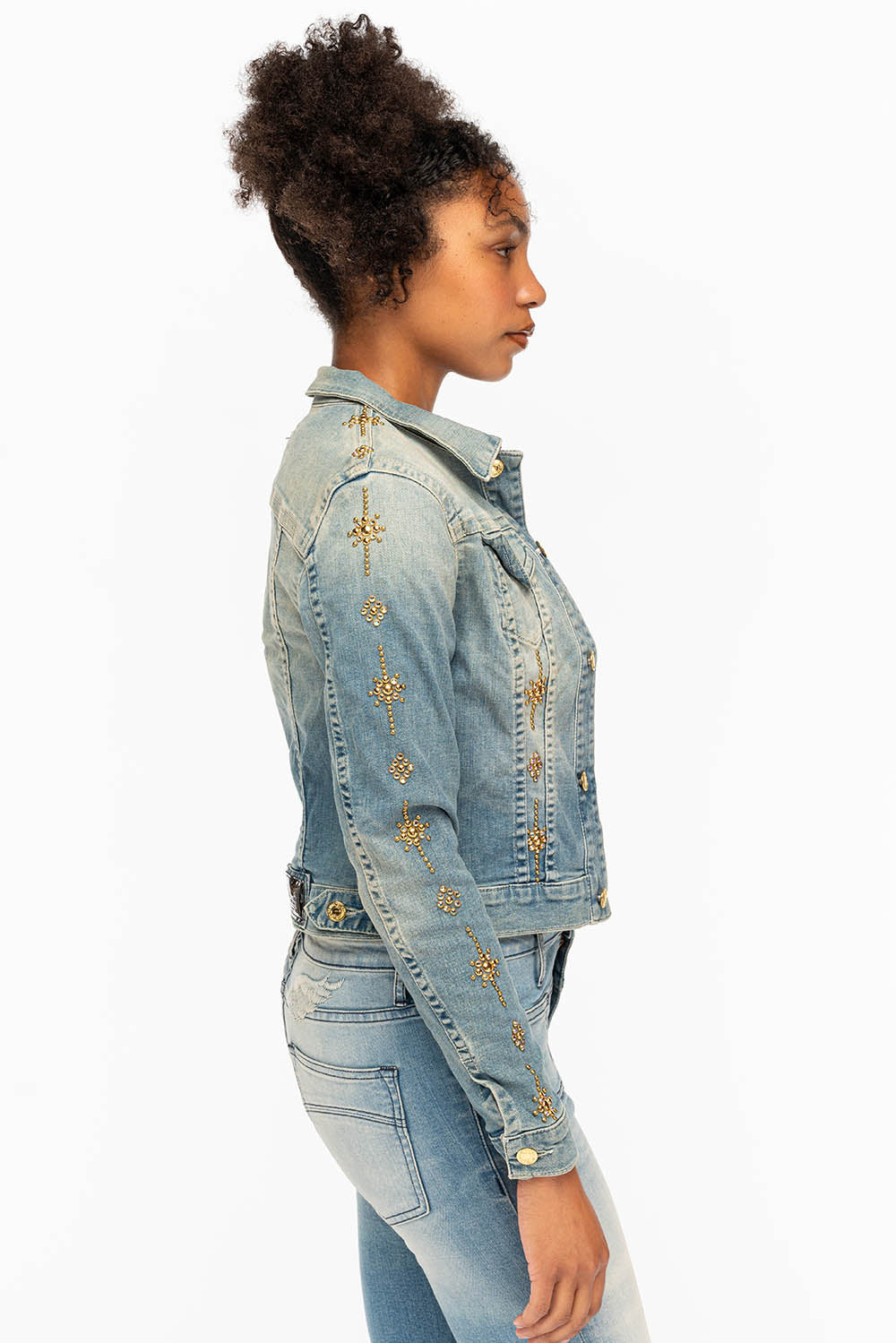 DENIM JACKET IN MAORIE LIGHT WITH CRYSTALS