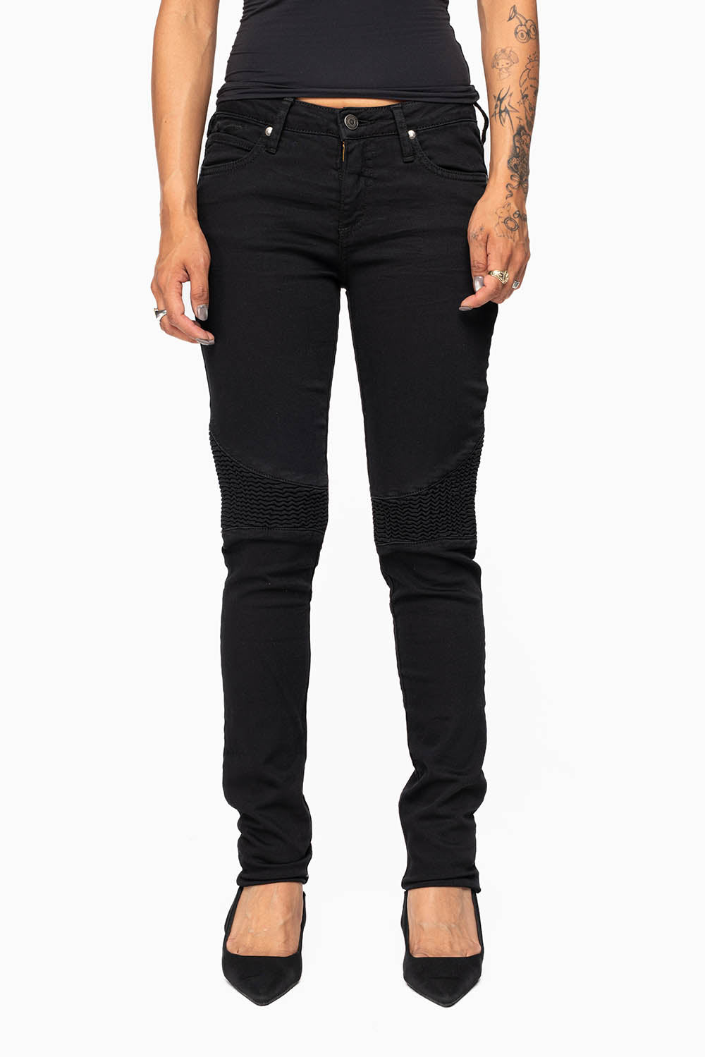 ROBIN'S BIKER WOMENS JEANS IN PURE BLACK
