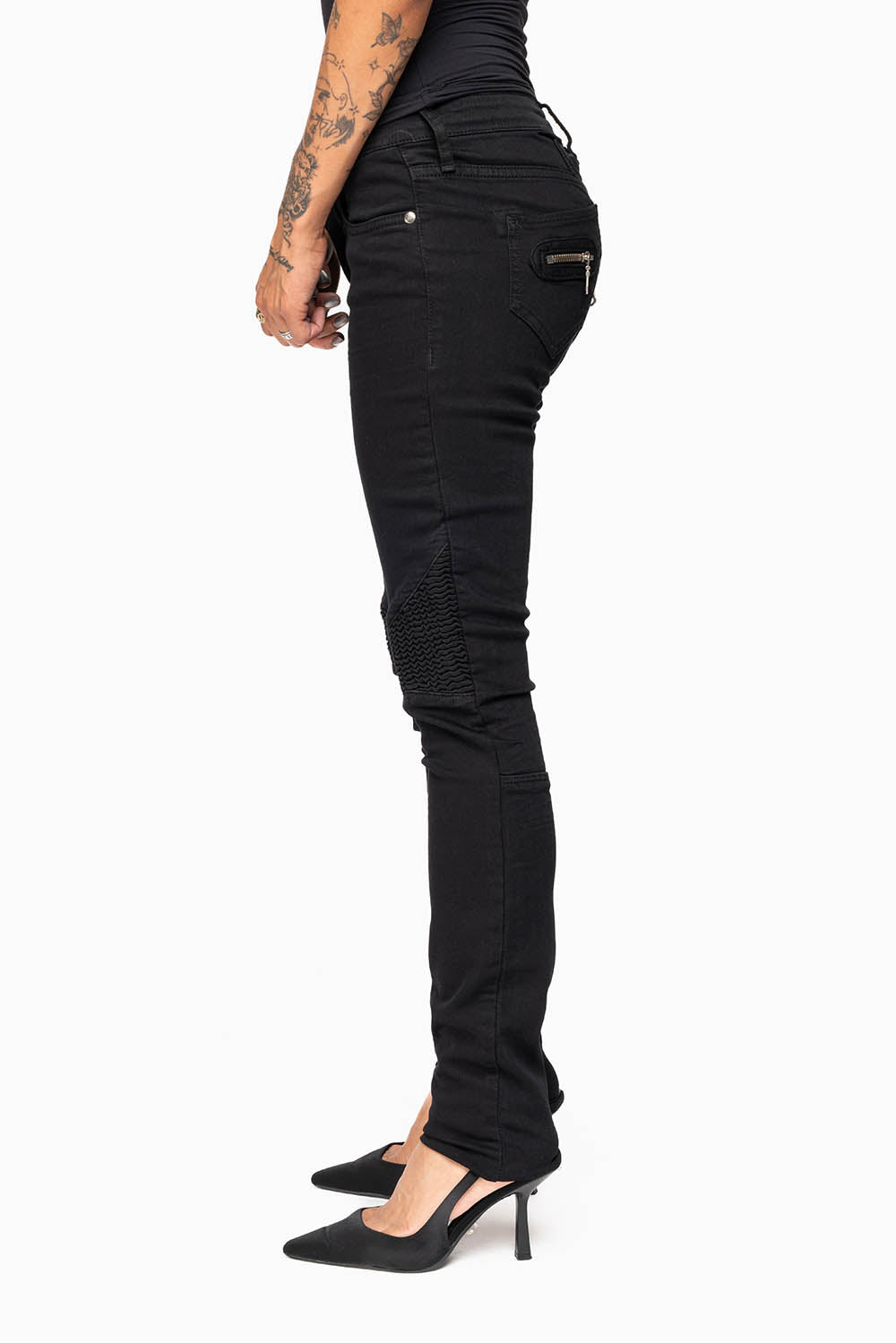 ROBIN'S BIKER WOMENS JEANS IN PURE BLACK