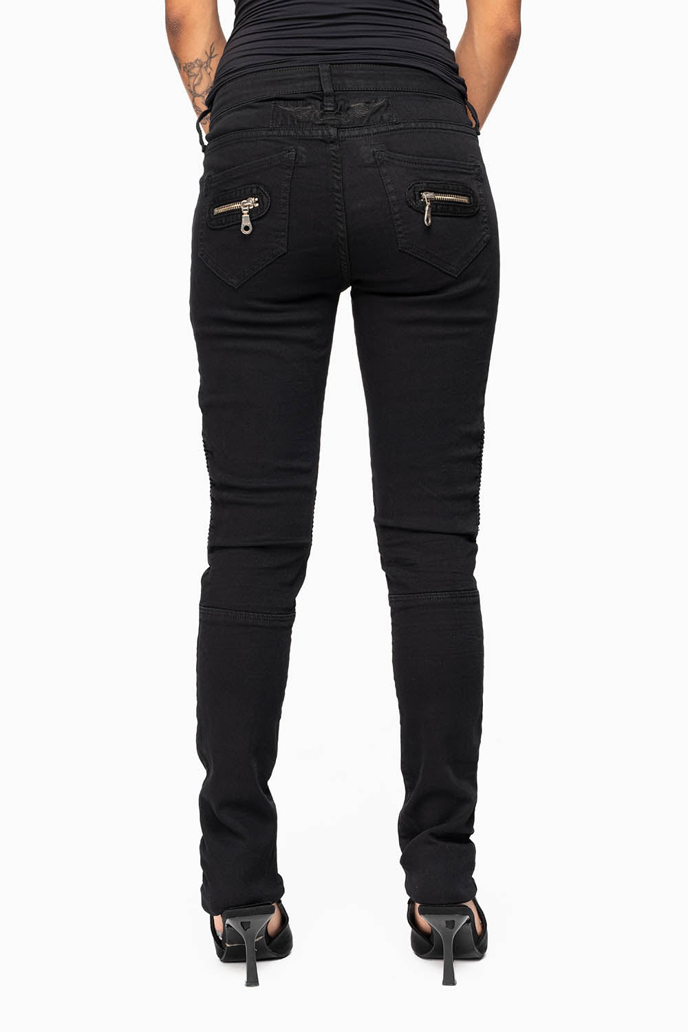 ROBIN'S BIKER WOMENS JEANS IN PURE BLACK