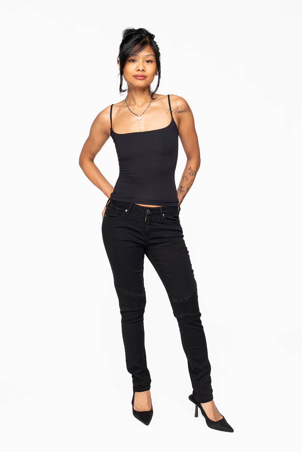 ROBIN'S BIKER WOMENS JEANS IN PURE BLACK