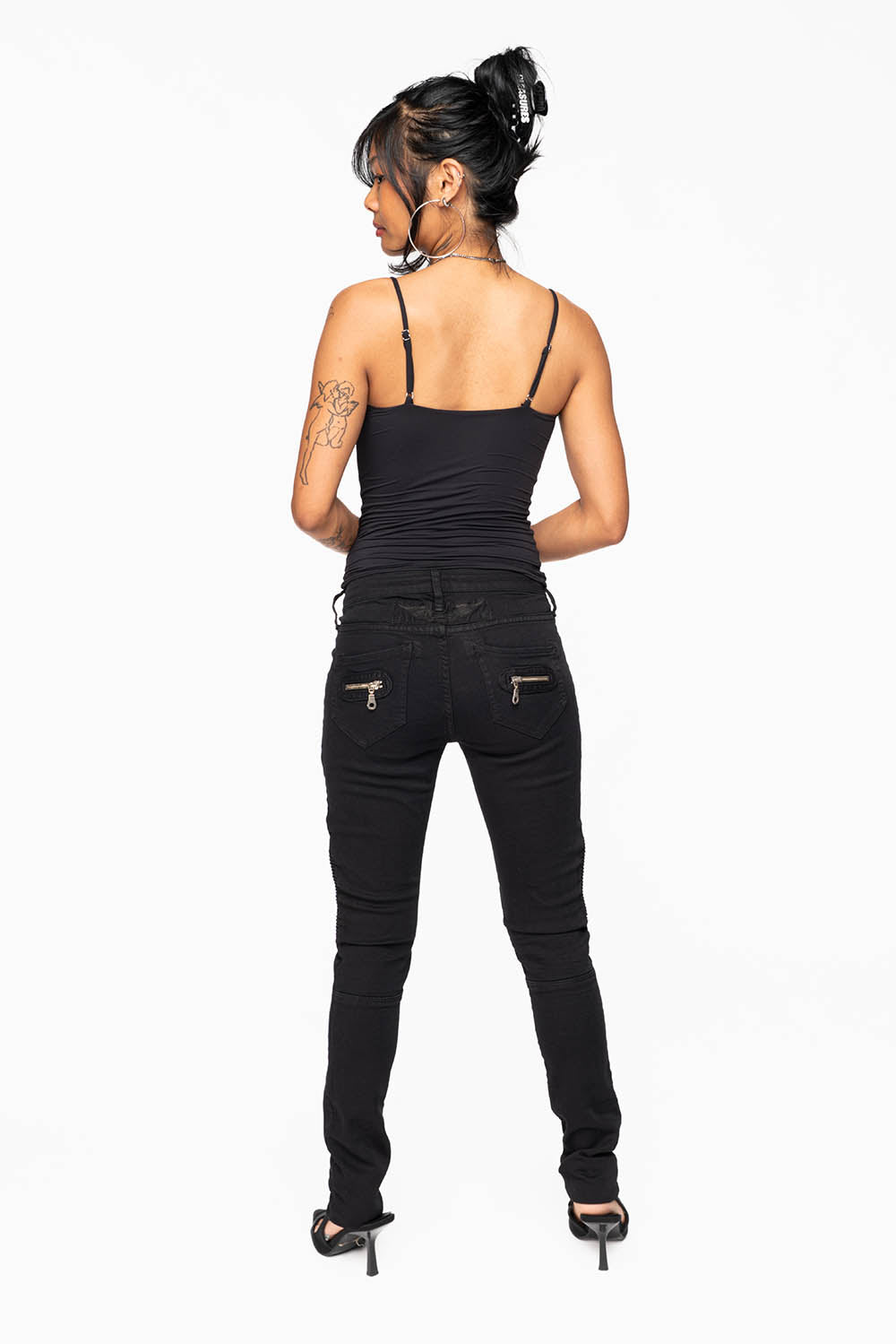 ROBIN'S BIKER WOMENS JEANS IN PURE BLACK