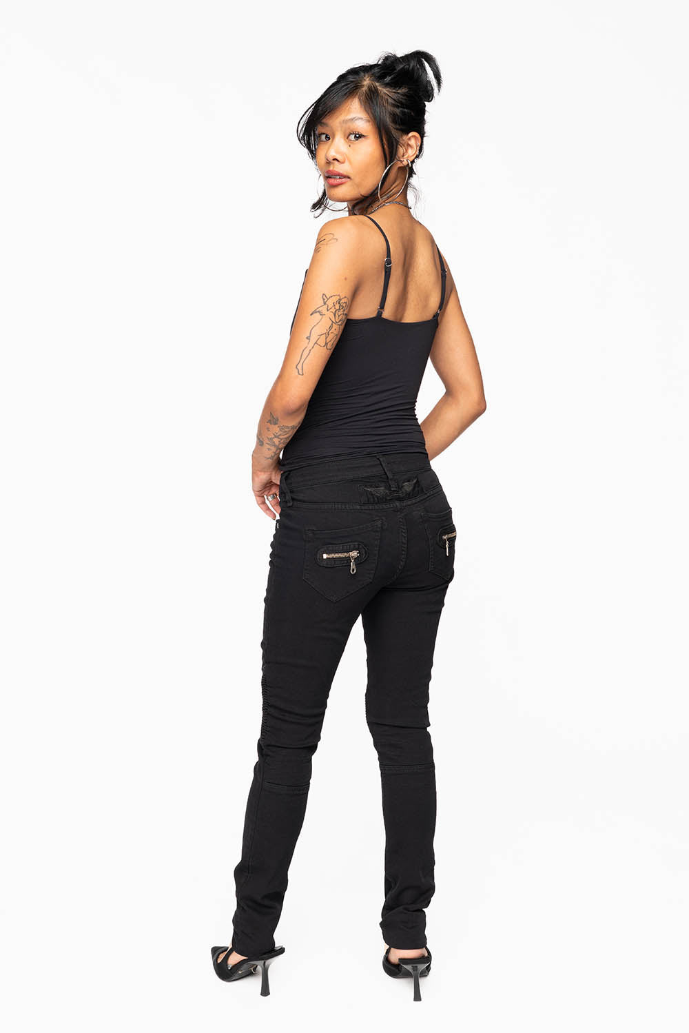 ROBIN'S BIKER WOMENS JEANS IN PURE BLACK