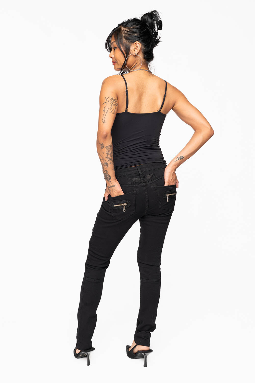 ROBIN'S BIKER WOMENS JEANS IN PURE BLACK