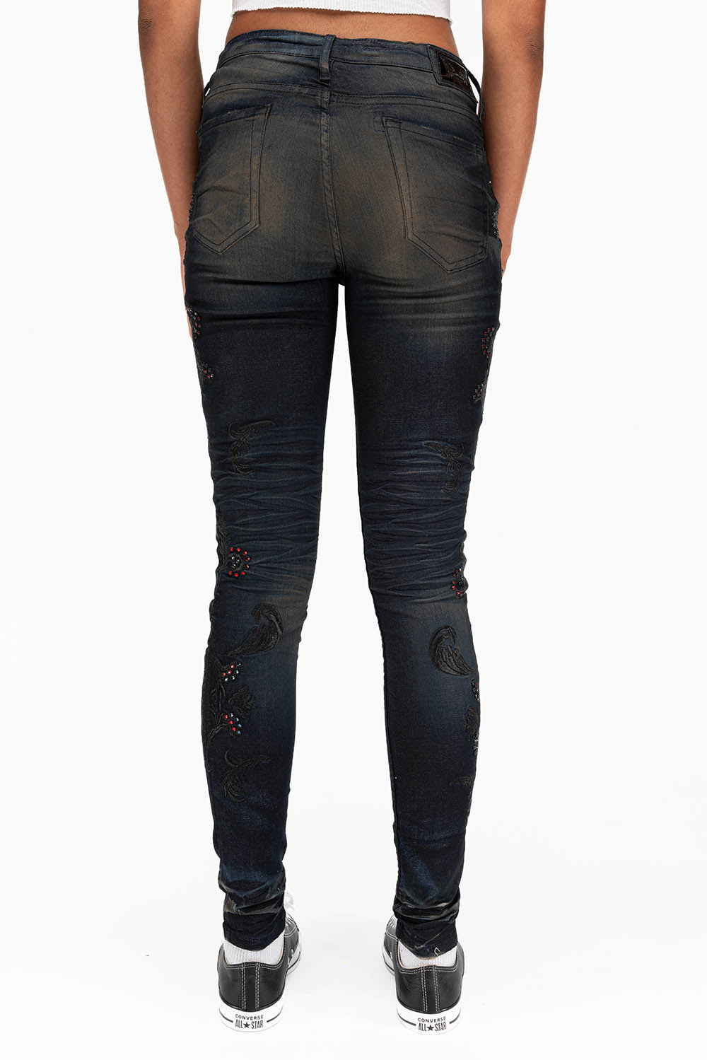 CRYSTAL ROSE SKINNY IN TAR BLACK