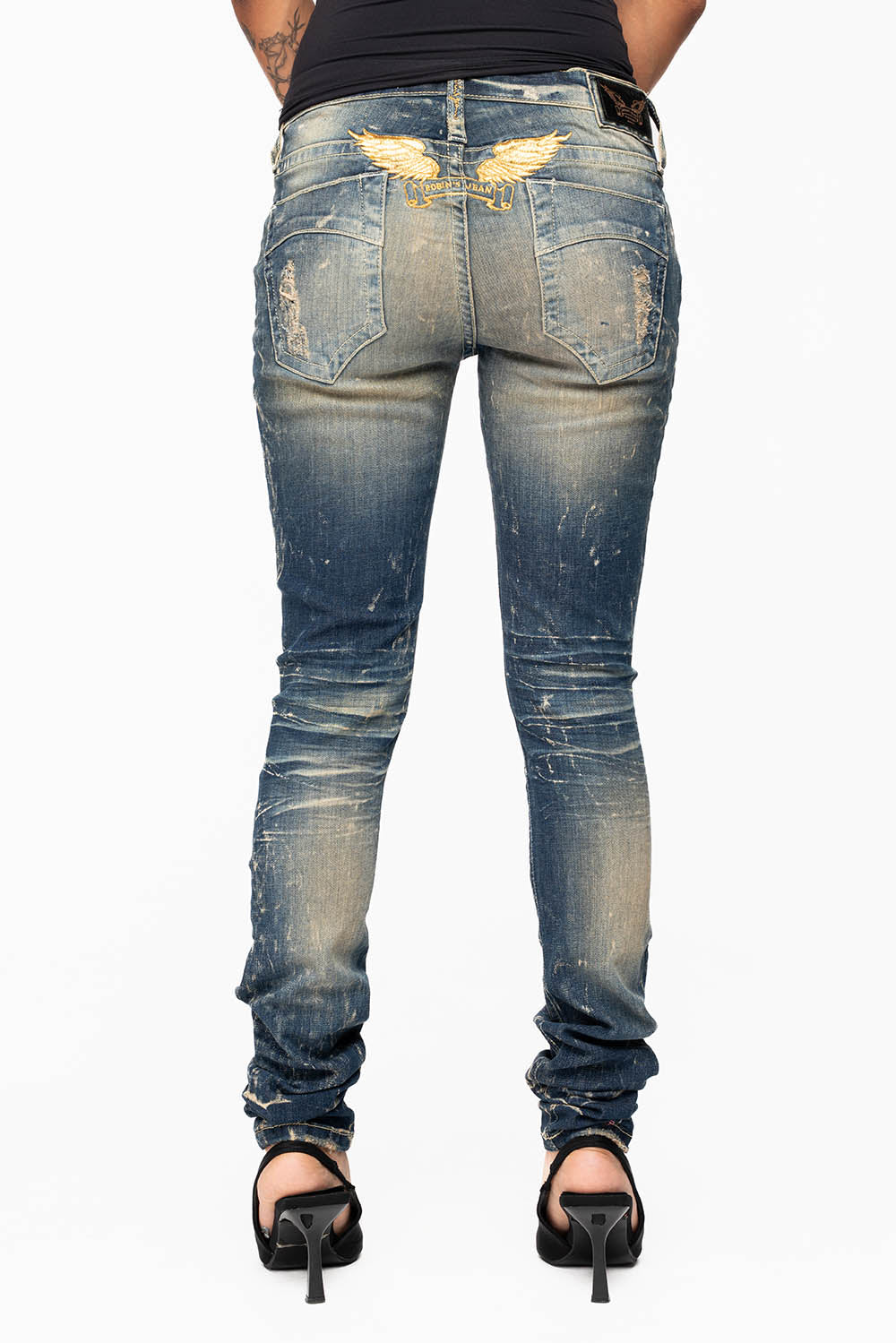 MARILYN WOMENS  SKINNY JEAN IN 4D DARK BROKEN WASH