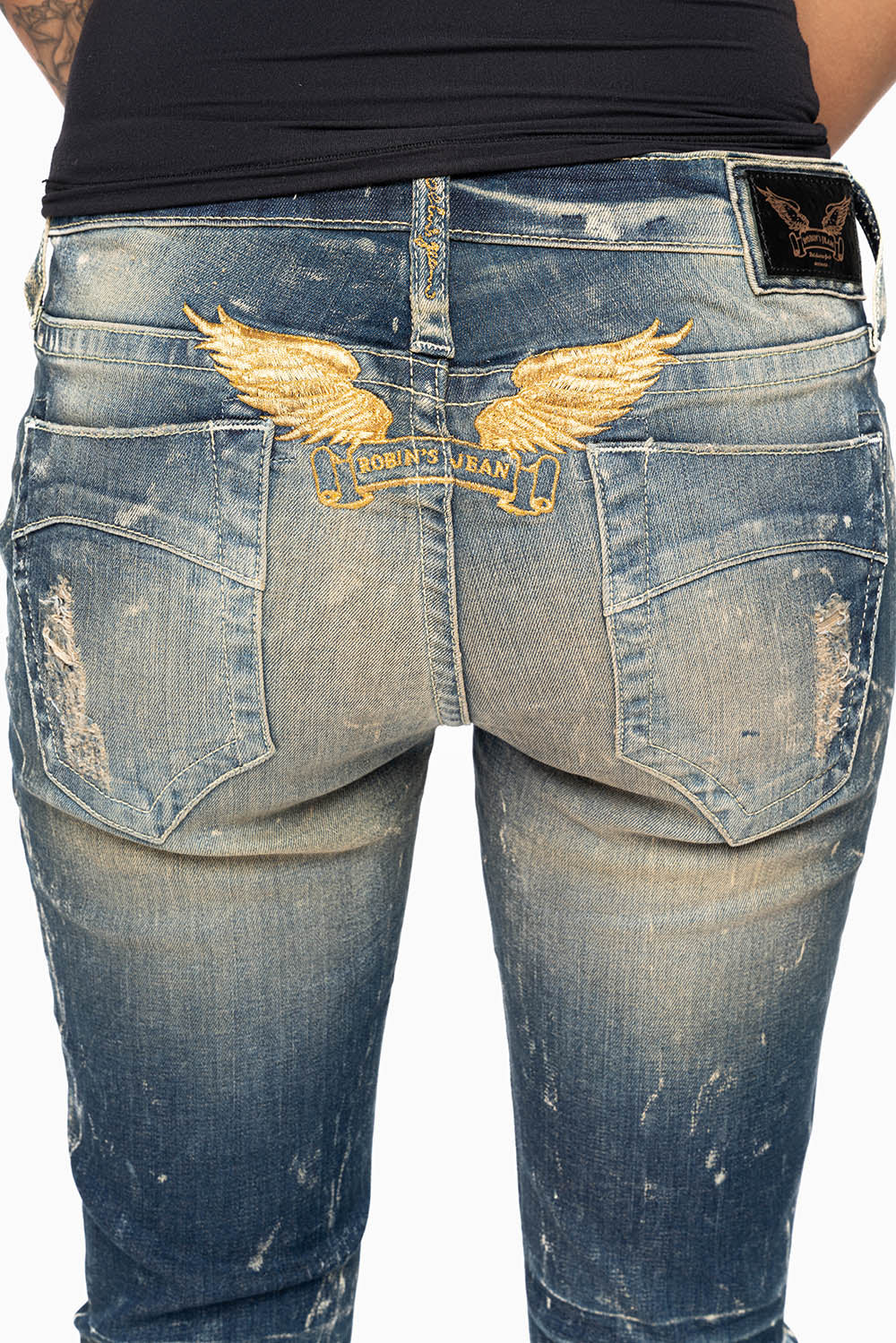MARILYN WOMENS  SKINNY JEAN IN 4D DARK BROKEN WASH