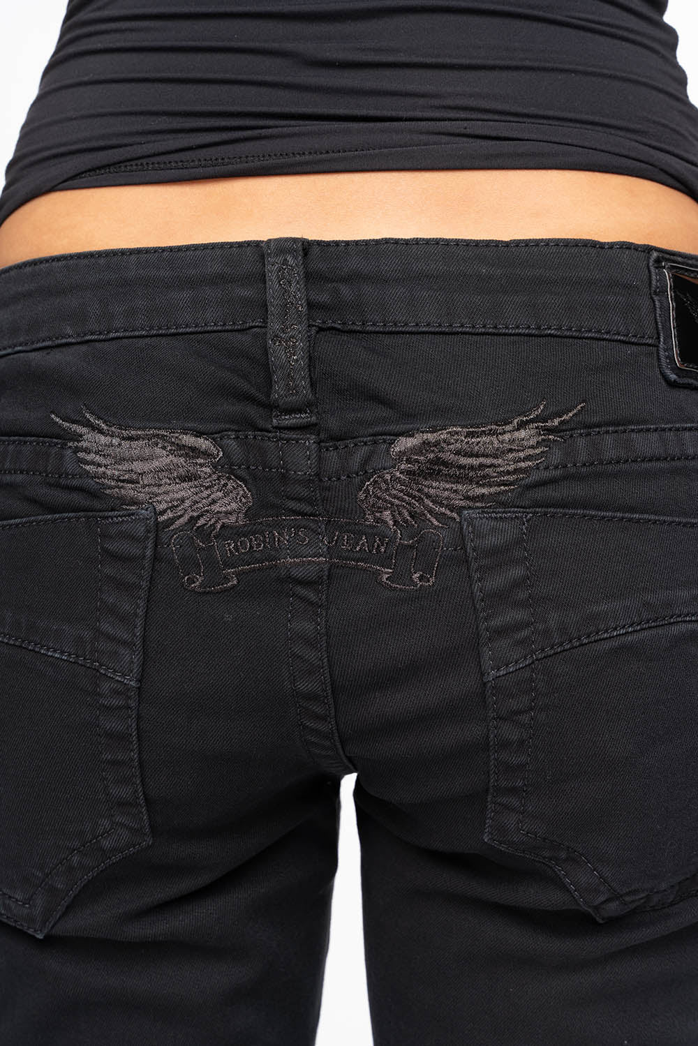 MARILYN WOMENS DISTRESSED & REPAIRED STUDDED SKINNY JEANS IN BLACK EMBELLISHED WITH STUDS & CRYSTALS