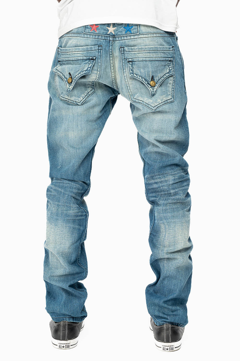 ROBINS RED LABEL LONG FLAP SLIM JEANS IN MEDIUM BLUE WASH – Robin's Jean