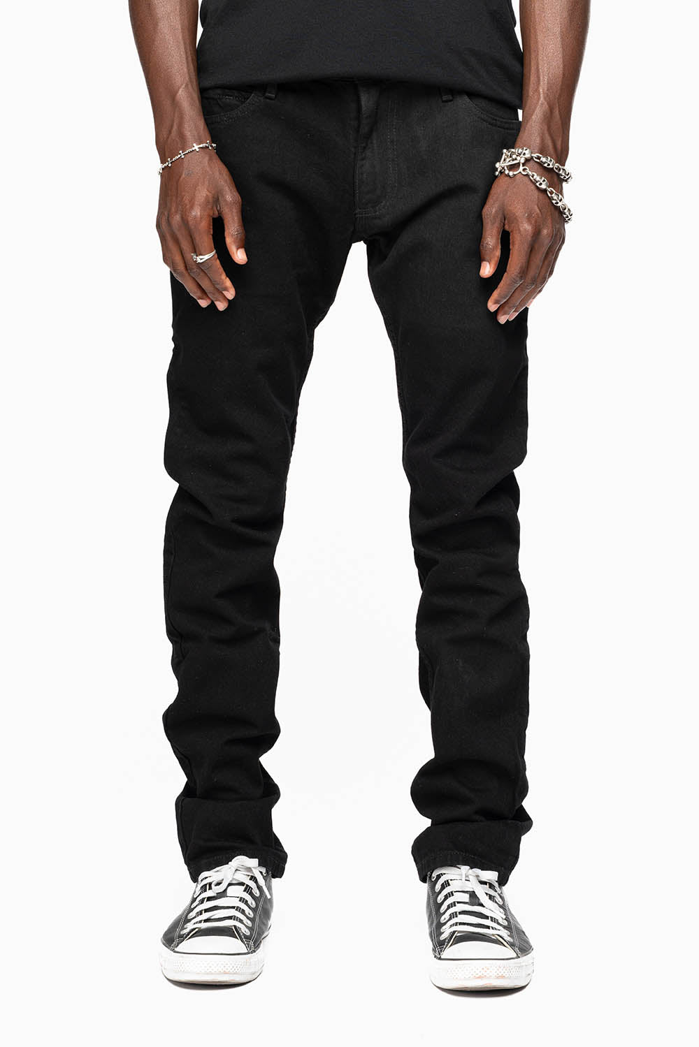 ROBINS RED LABEL LONG FLAP SLIM JEANS IN PURE BLK WASH