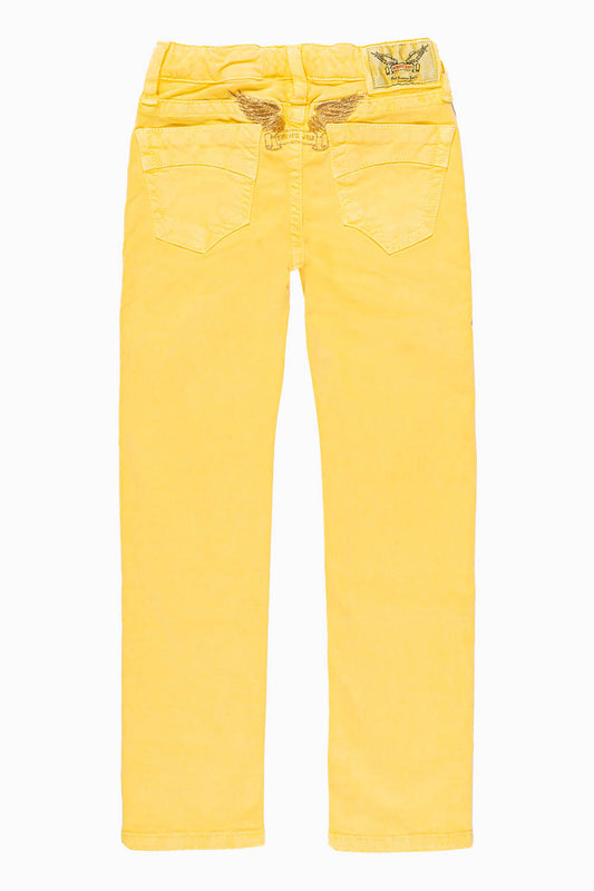 ROBINS KIDS CLASSIC 5 POCKET SLIM-STRAIGHT LEG JEANS IN YELLOW WASH