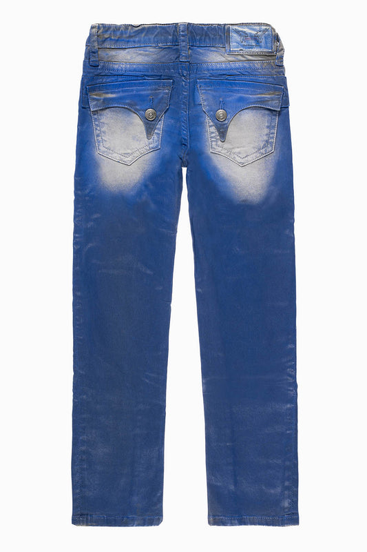 ROBINS KIDS LONG FLAP SLIM JEANS IN GREY IRENE BLUE WASH