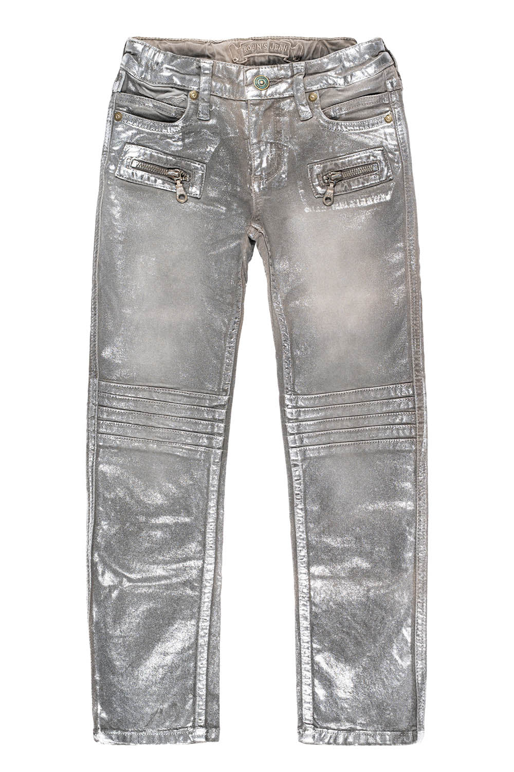 ROBINS KIDS MOTO BIKER JEANS IN GREY LISA SILVER WASH