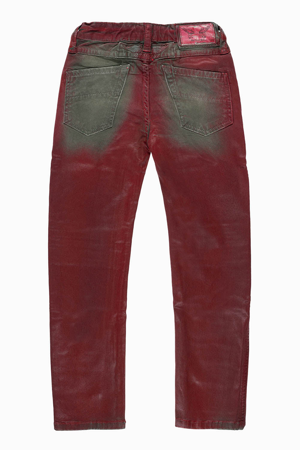ROBINS KIDS MOTO BIKER JEANS IN OLIVE IRENE RED WASH