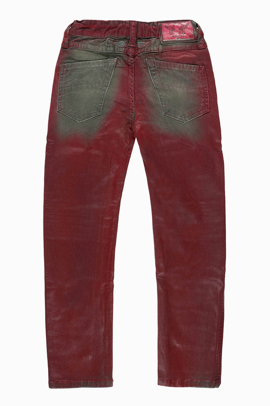 ROBINS KIDS MOTO BIKER JEANS IN OLIVE IRENE RED WASH