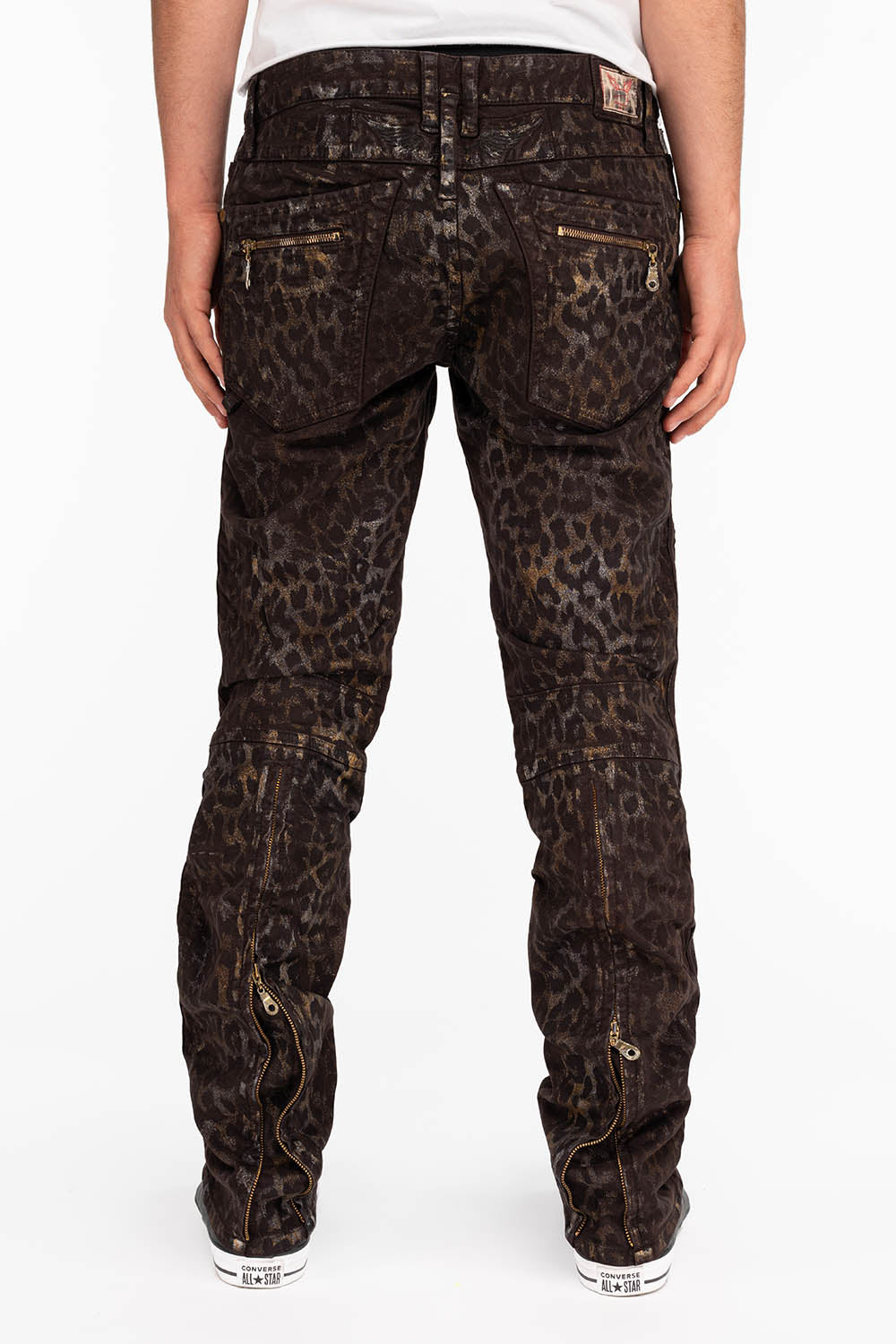 MENS BIKER JEANS IN MANDELA BROWN