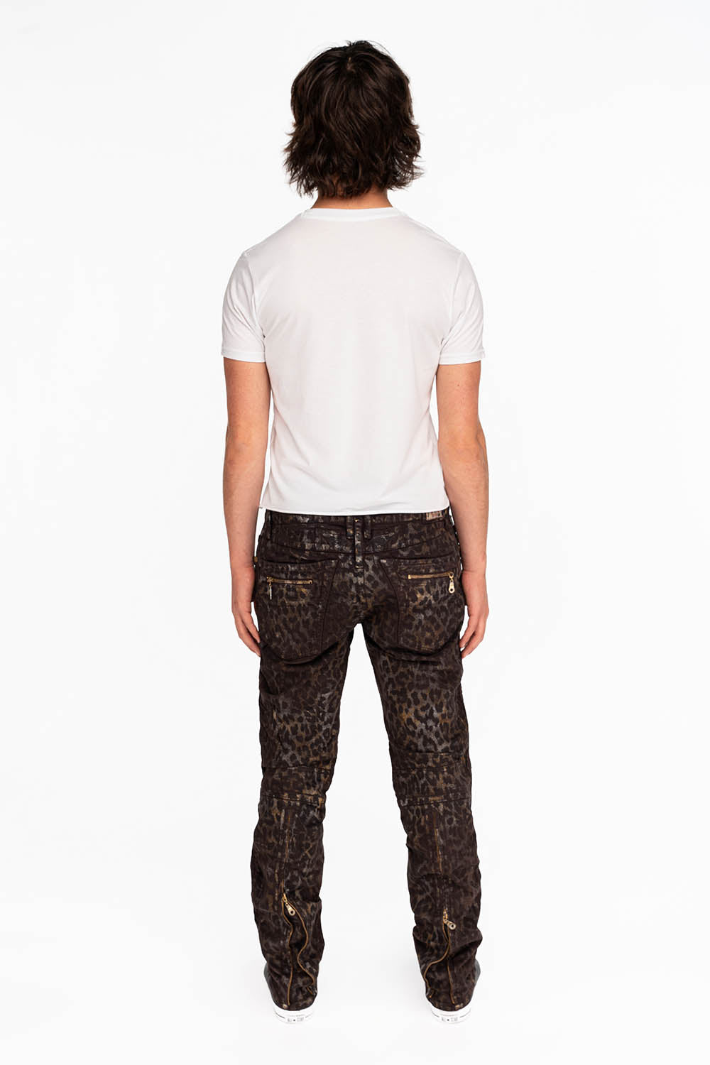 MENS BIKER JEANS IN MANDELA BROWN