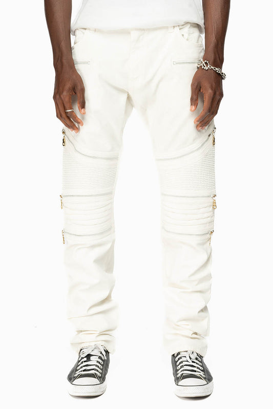 MENS THE SHOW BIKER JEANS IN WHITE COATING WASH