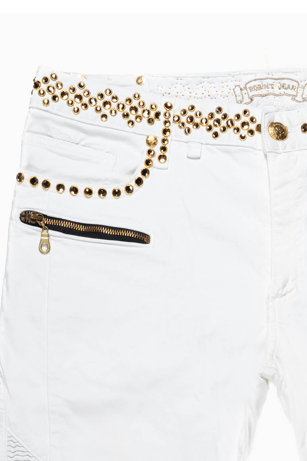 MENS BIKER JEANS IN WHITE WITH X-LARGE CRYSTALS