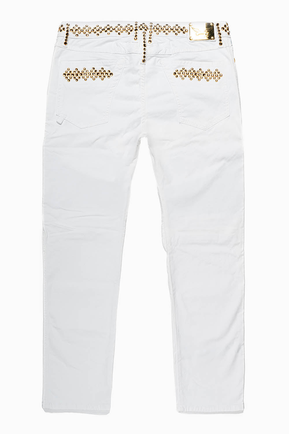 MENS BIKER JEANS IN WHITE WITH X-LARGE CRYSTALS