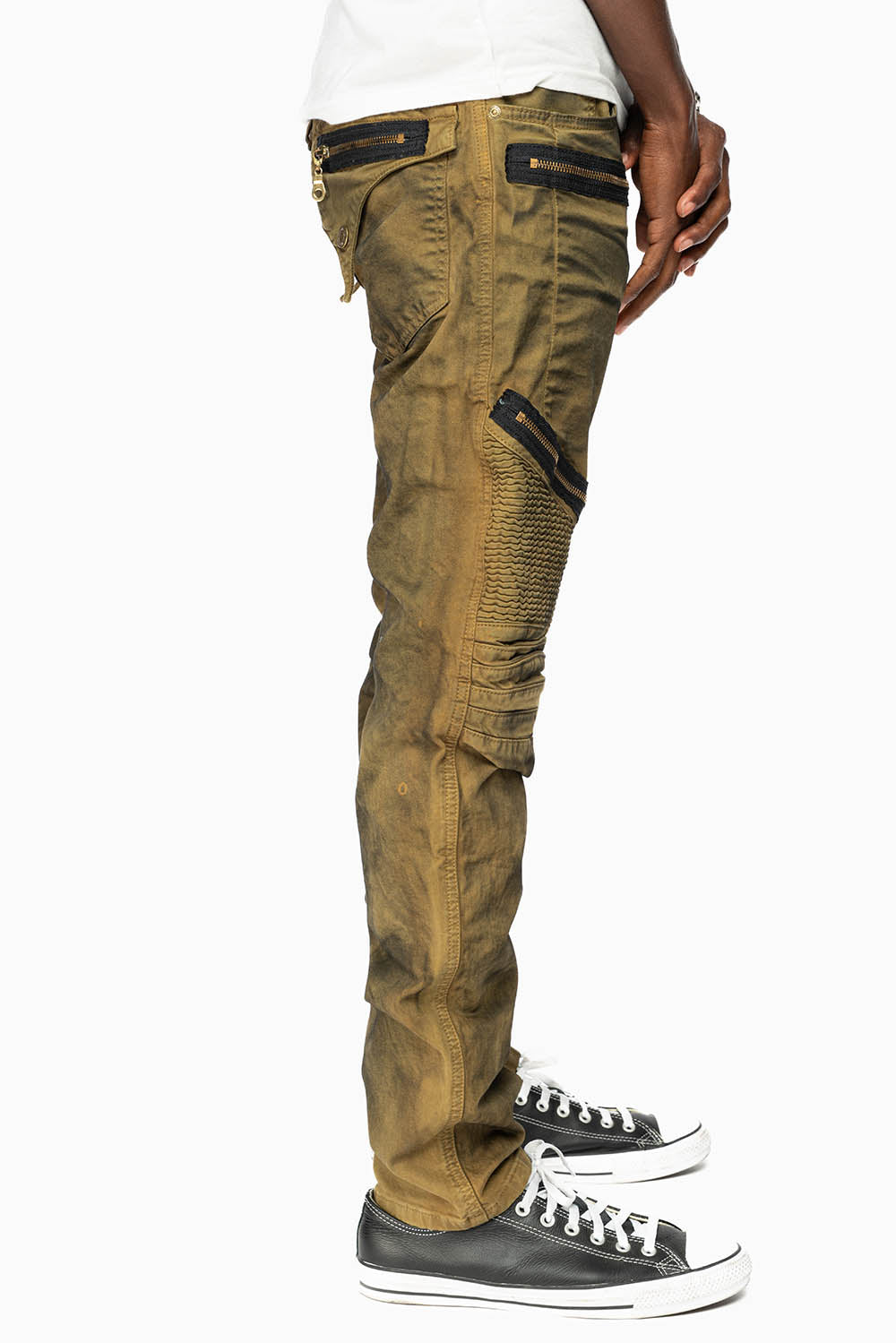 LONG FLAP BIKER IN SUPER NATURAL OLIVE WASH