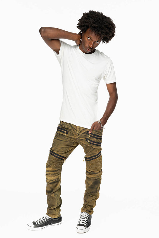 LONG FLAP BIKER IN SUPER NATURAL OLIVE WASH
