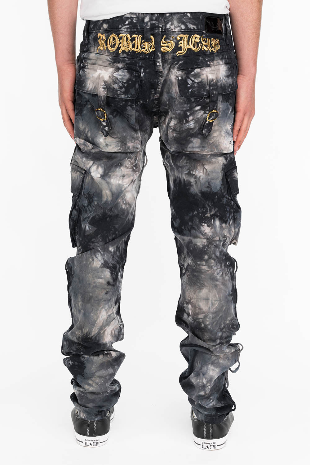 MILITARY STYLE CARGO IN BLACK TIE DYE