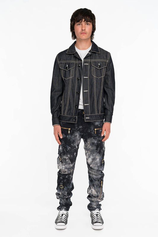 MILITARY STYLE CARGO IN BLACK TIE DYE