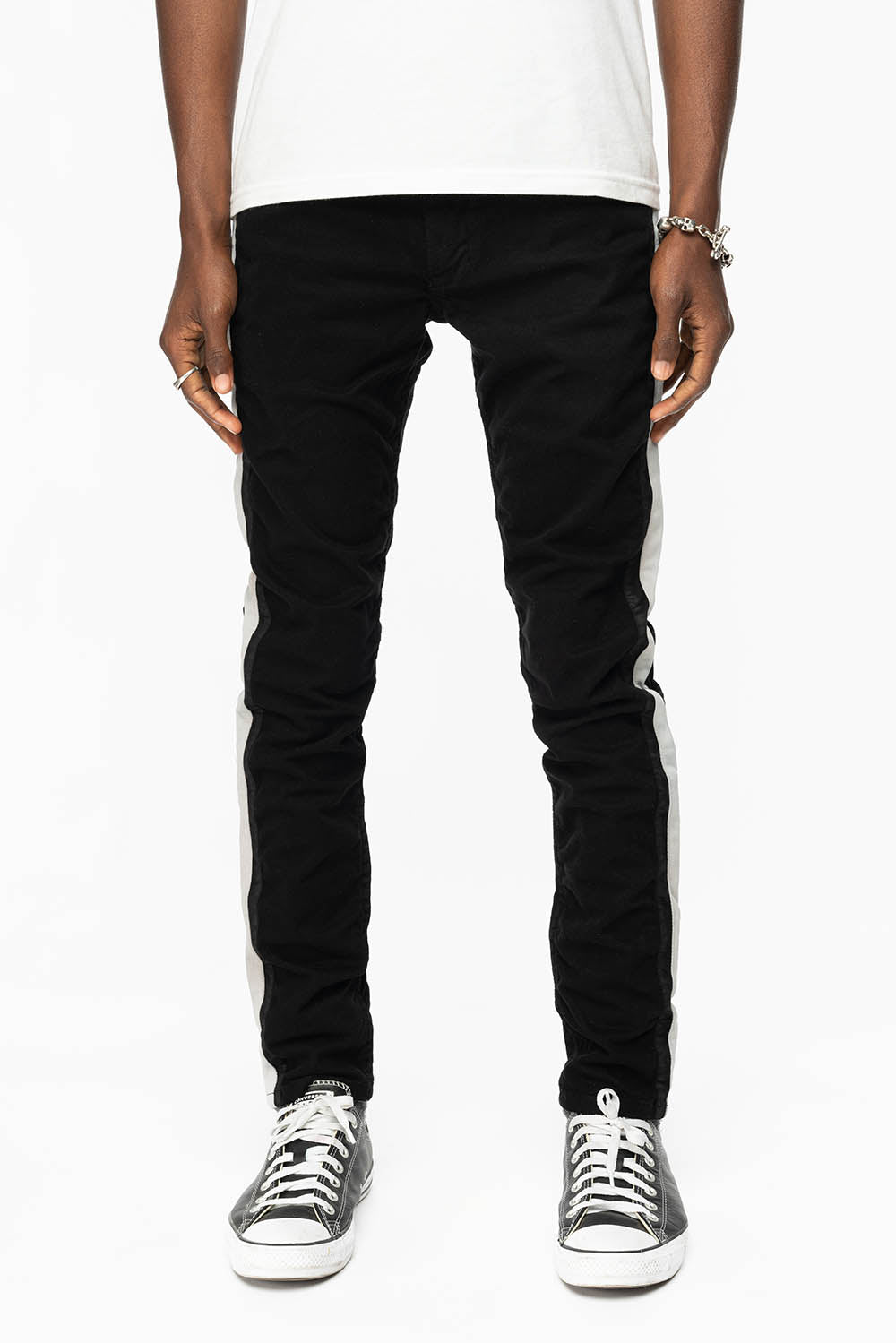 SKINNY MENS JEANS IN BLACK WHITE STRIPE