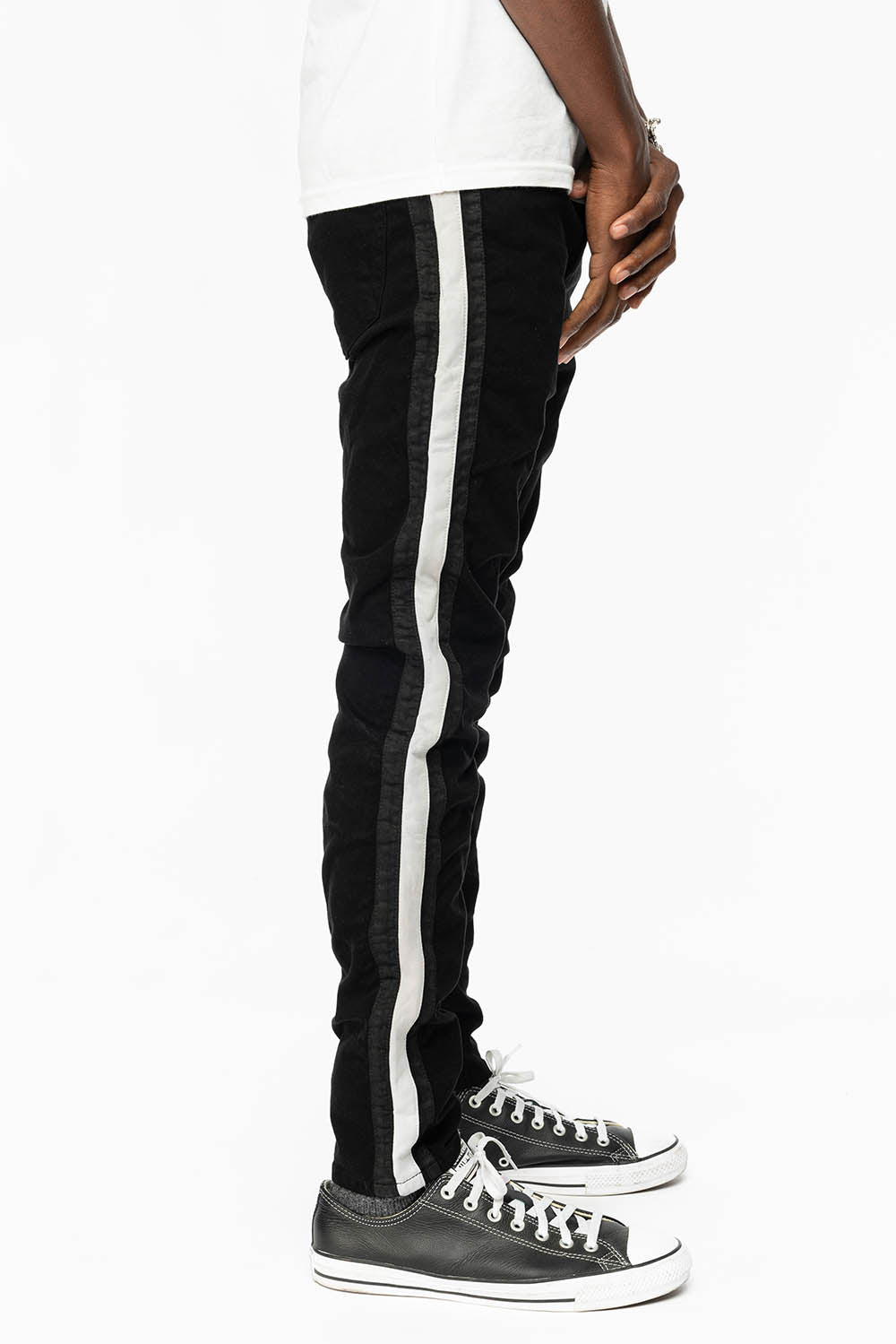 SKINNY MENS JEANS IN BLACK WHITE STRIPE