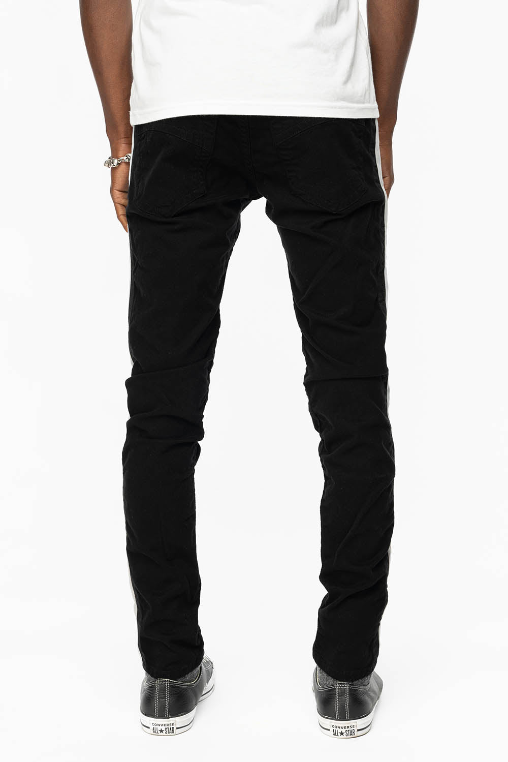 SKINNY MENS JEANS IN BLACK WHITE STRIPE