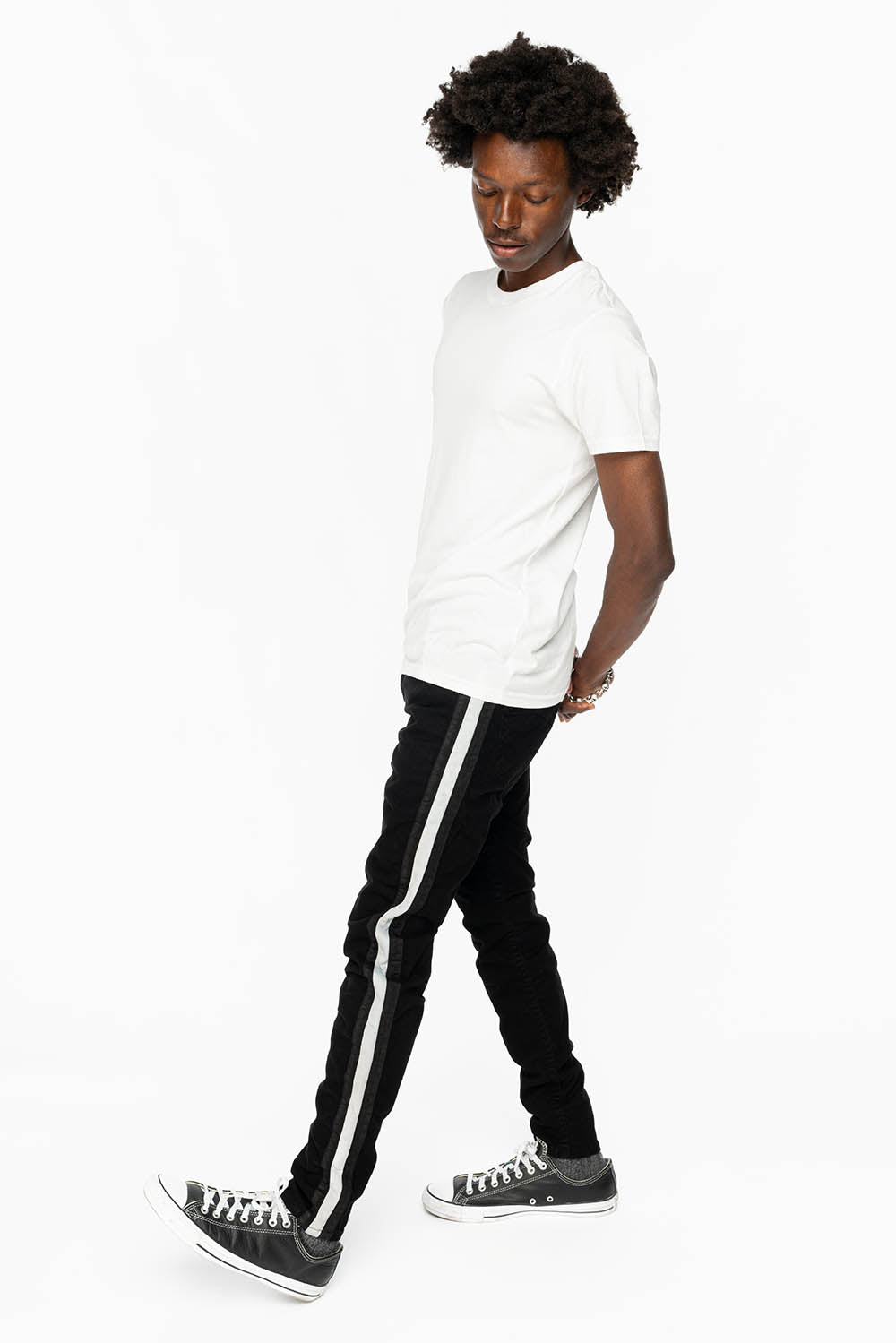 SKINNY MENS JEANS IN BLACK WHITE STRIPE