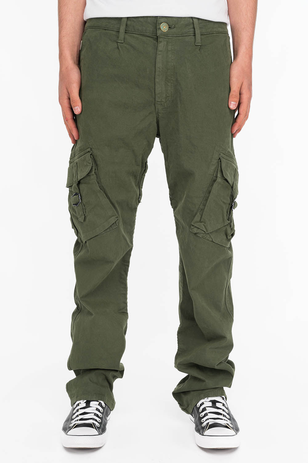 ROBINS NEW MILITARY STYLE CARGO PANTS IN GREEN ARMY