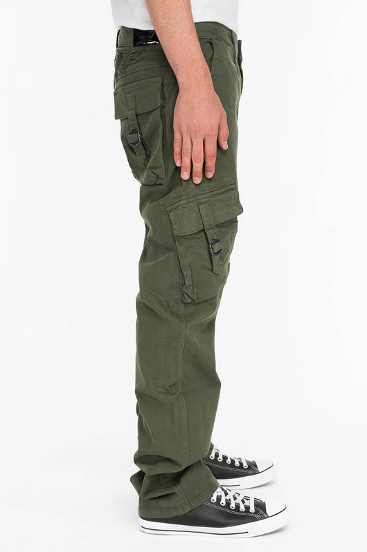 ROBINS NEW MILITARY STYLE CARGO PANTS IN GREEN ARMY