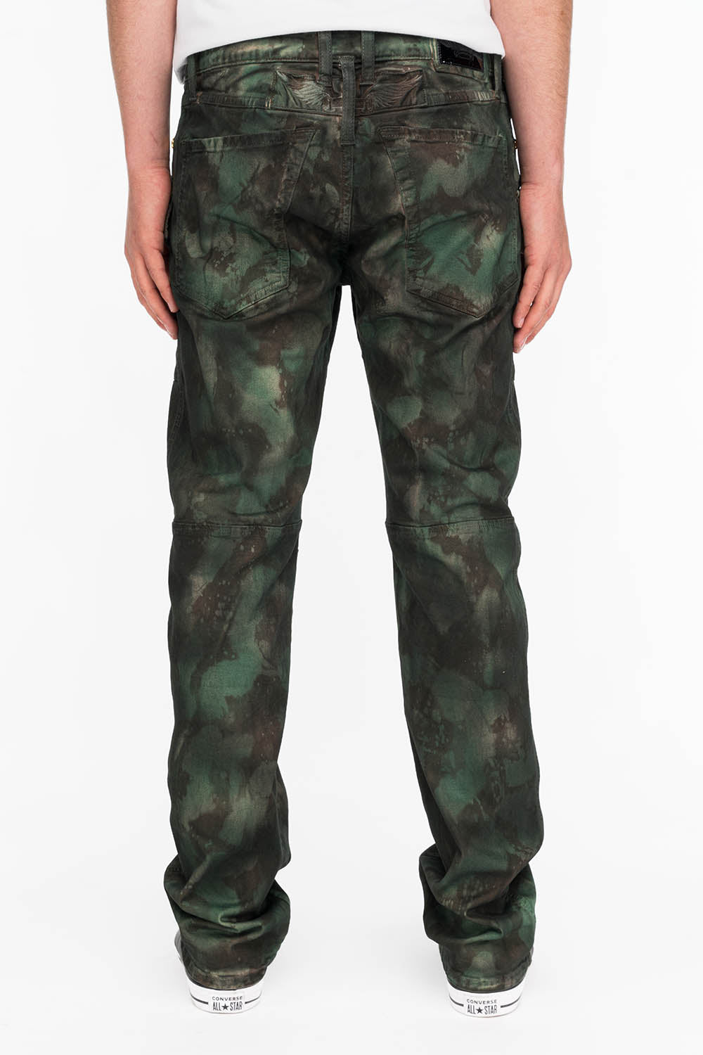 BOMBER POCKET PANTS IN TIE DYE CAMO GREEN