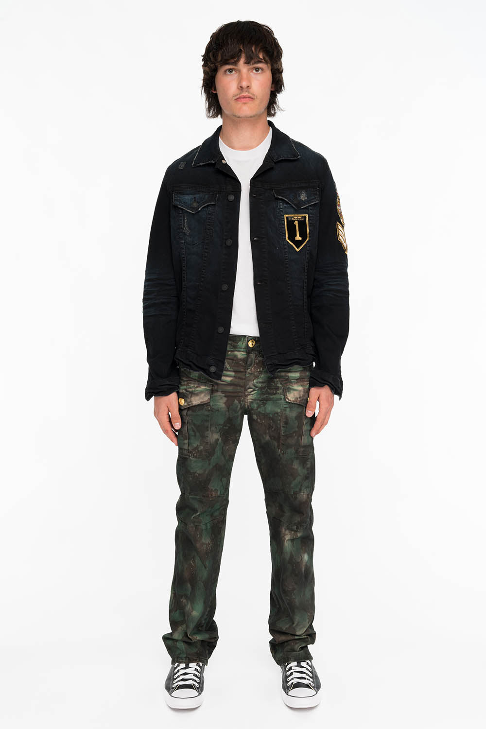 BOMBER POCKET PANTS IN TIE DYE CAMO GREEN