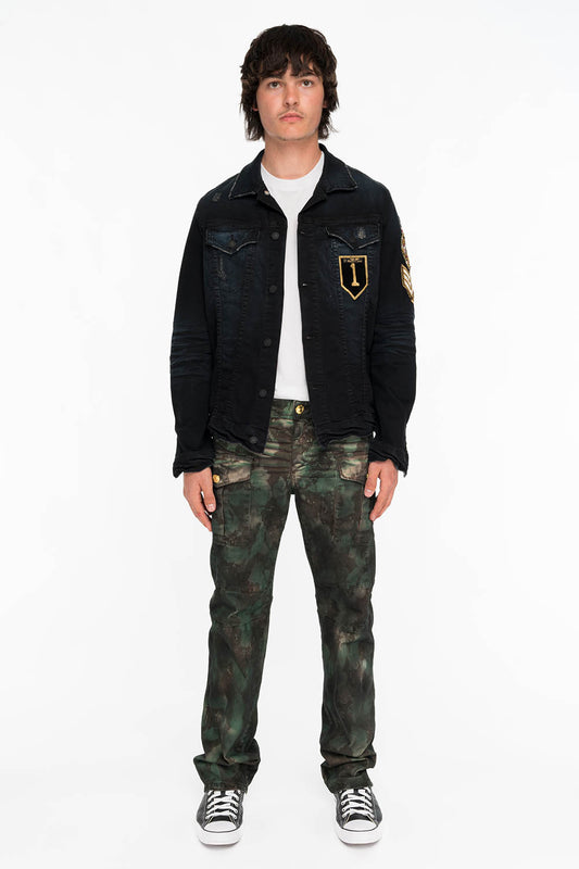 BOMBER POCKET PANTS IN TIE DYE CAMO GREEN