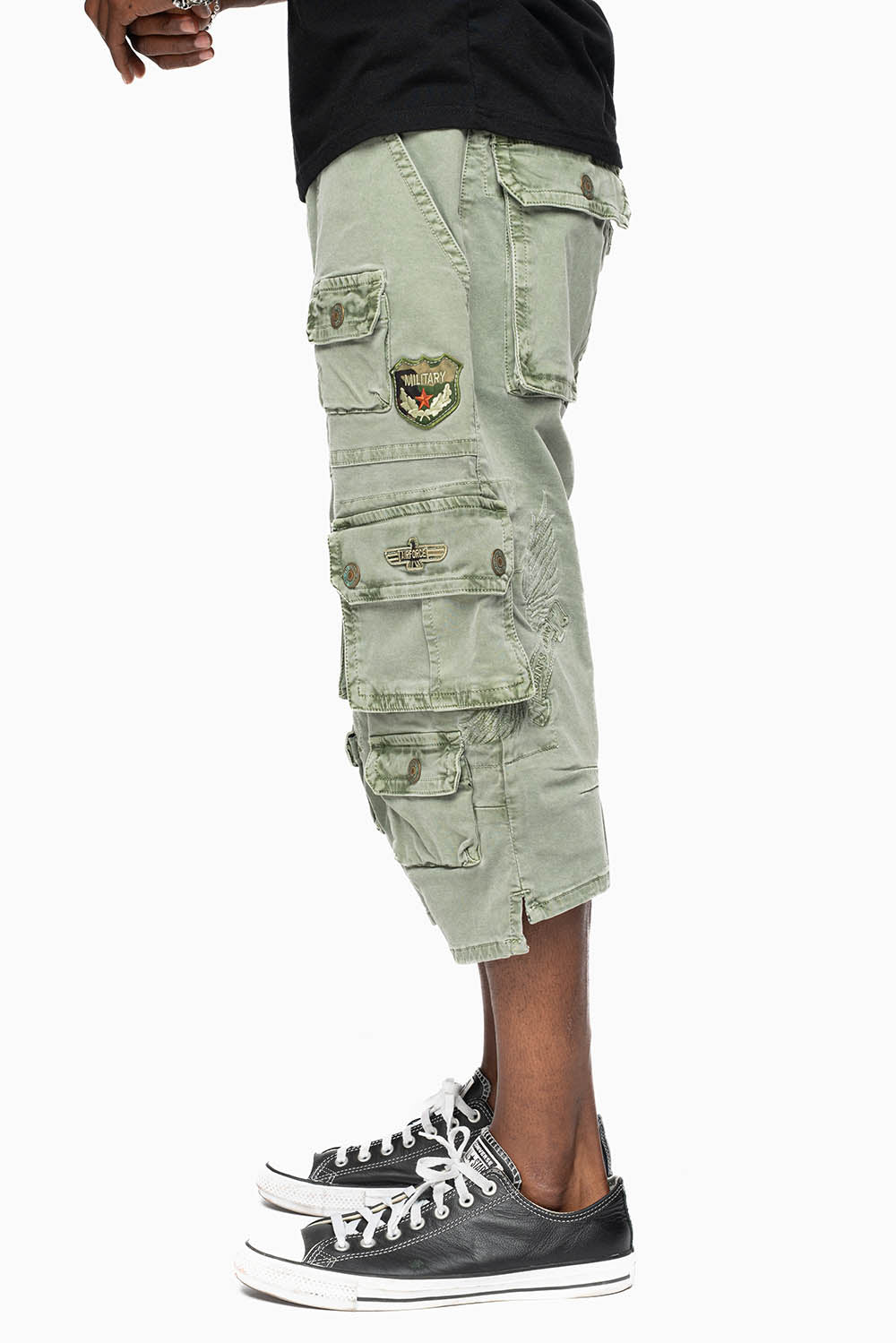 ORIGINAL ROBIN’S JEAN CALL OF DUTY CARGO SHORT IN GREEN ARMY