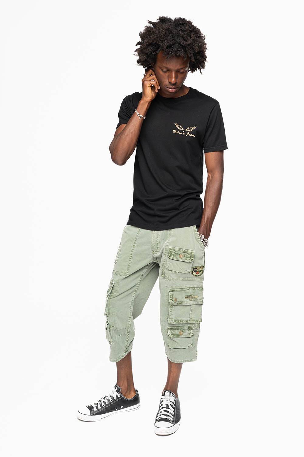 ORIGINAL ROBIN’S JEAN CALL OF DUTY CARGO SHORT IN GREEN ARMY
