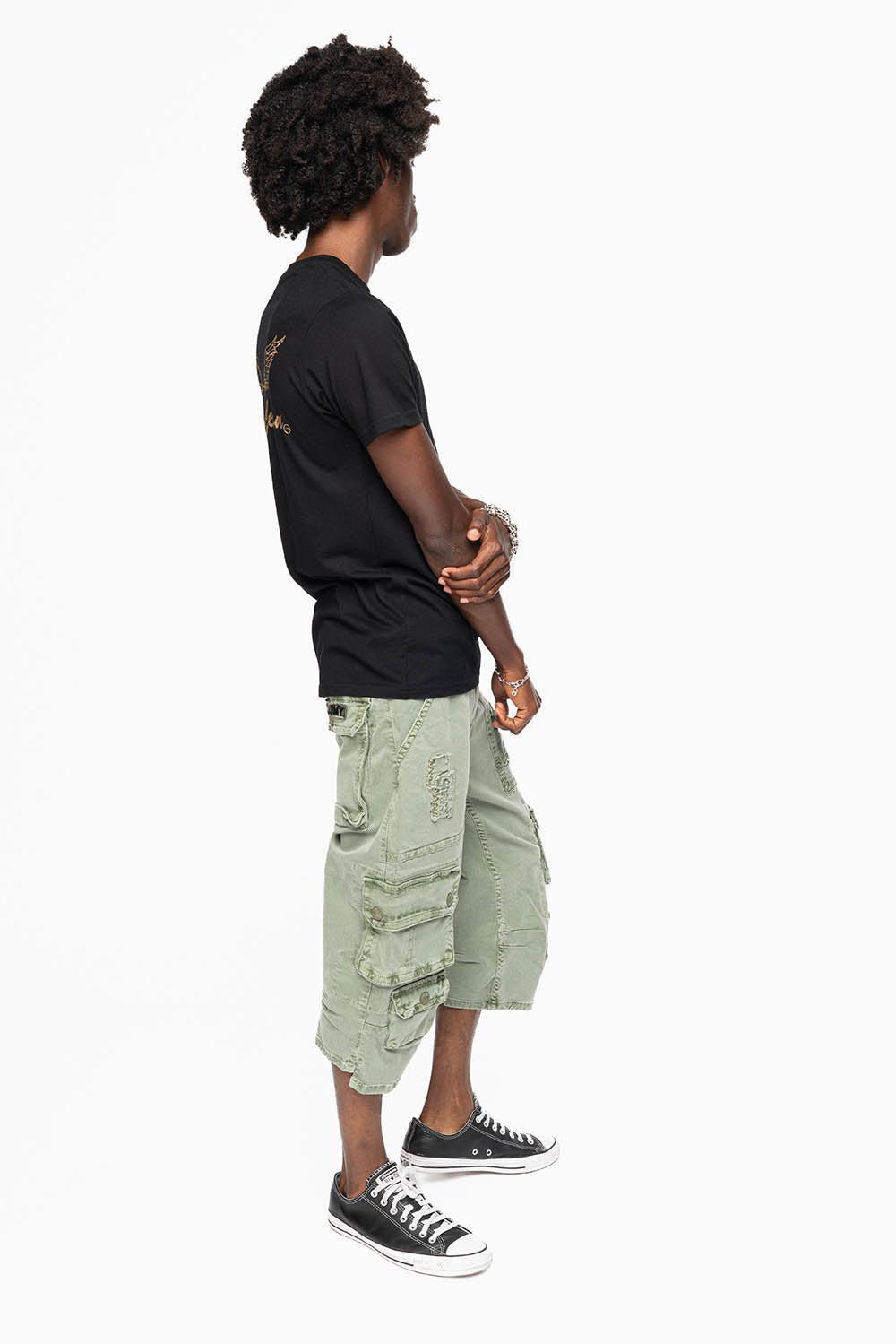 ORIGINAL ROBIN’S JEAN CALL OF DUTY CARGO SHORT IN GREEN ARMY