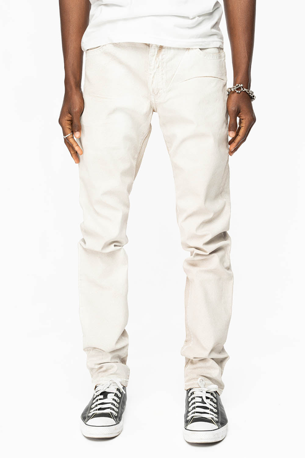 CLASSIC 5 POCKET  SLIM  LEG JEANS  IN CUIR WHITE