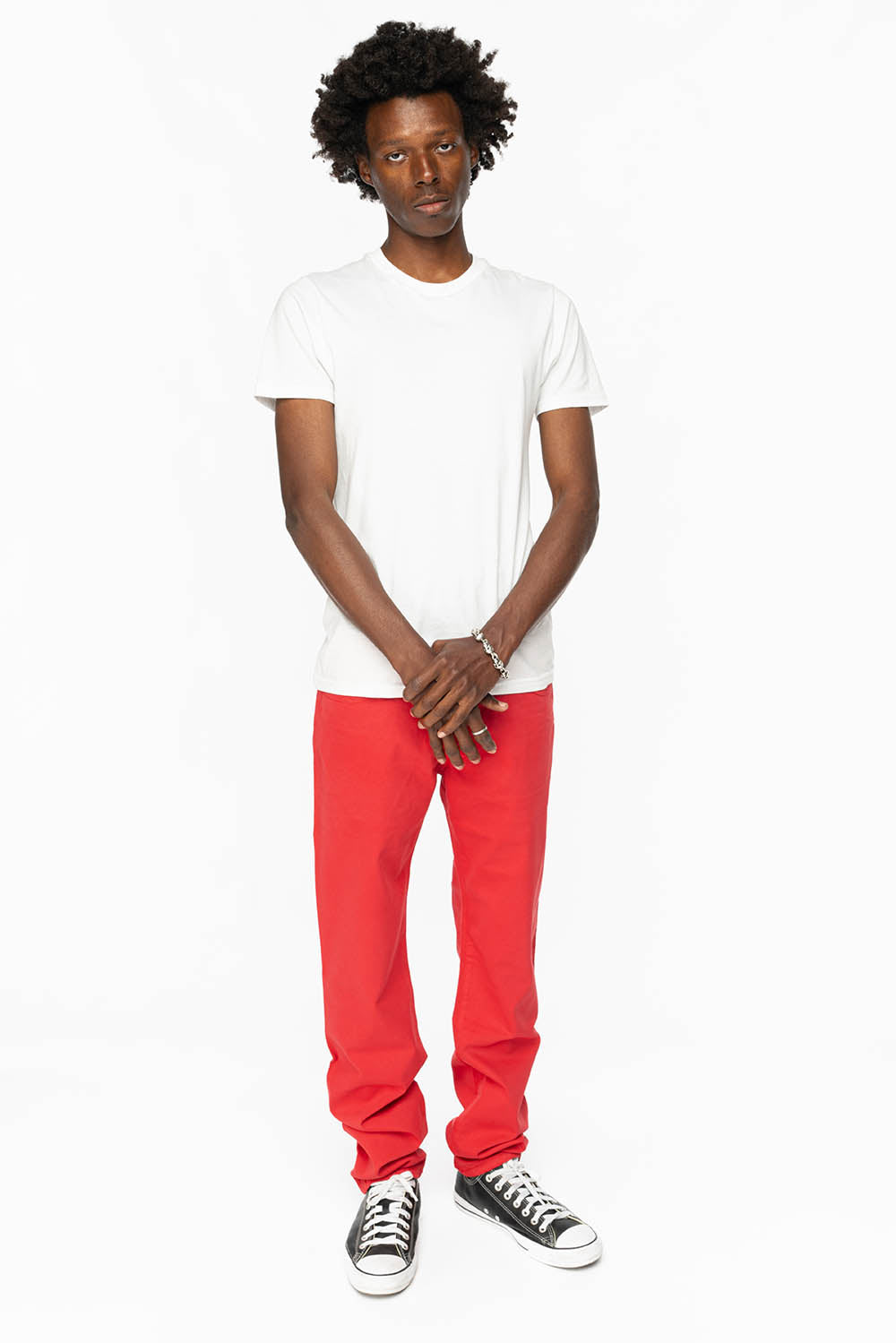 CLASSIC 5 POCKET  SLIM  LEG JEANS  IN RED